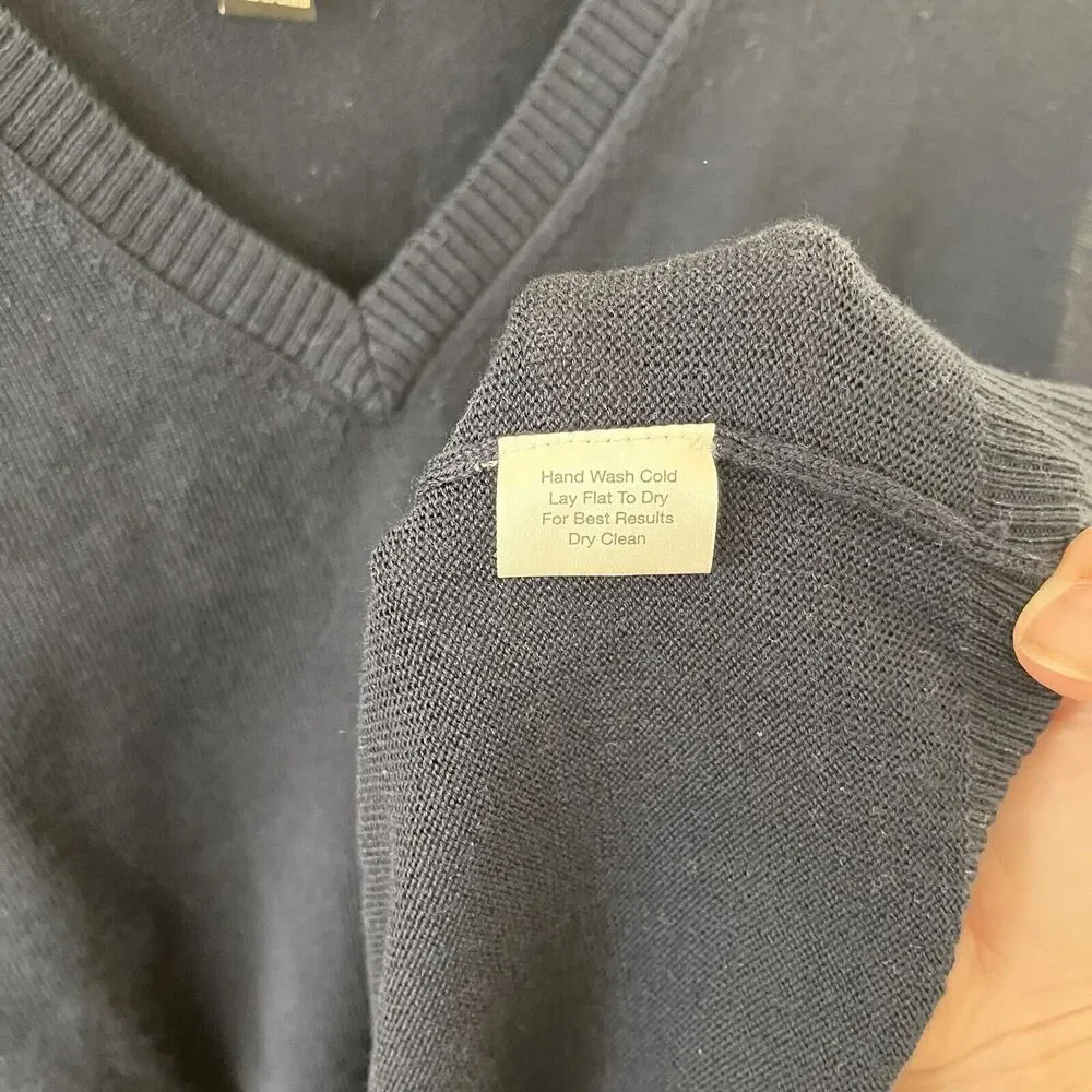 Pronto Uomo Sweater Vest Men's XL Blue 100% Merino Wool V Neck Sleeveless Casual - Picture 5 of 5